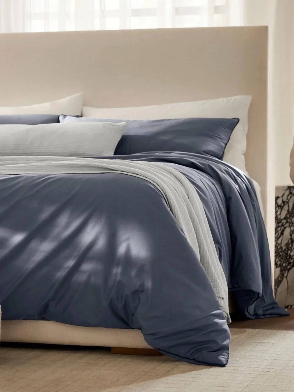 3pc 100% organic cotton Boll & Branch Comforter Set in mineral King/Cal King